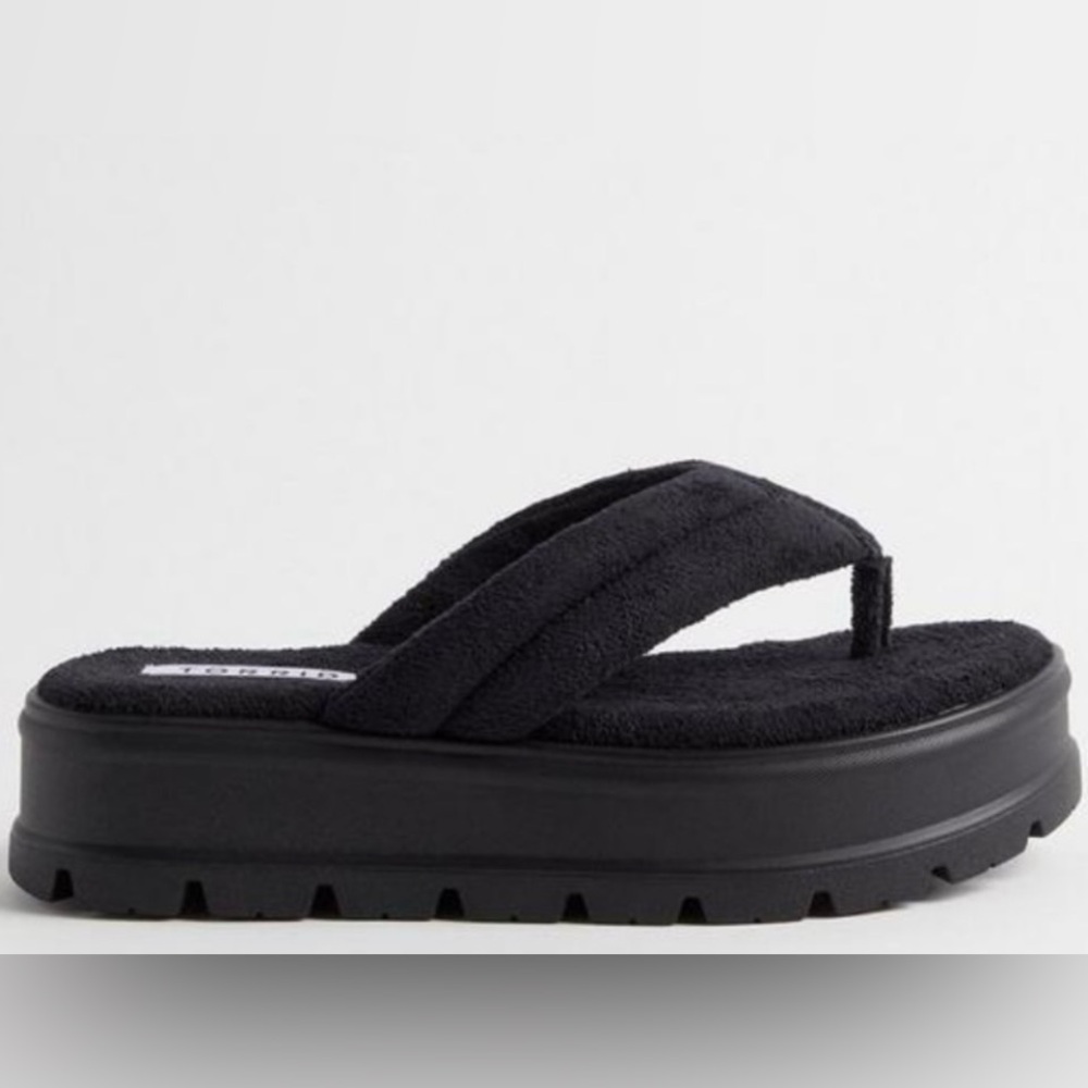 Torrid Black Terry Thong Flatform Sandal Flip Flops (WW) Size 8.5 - Picture 2 of 11